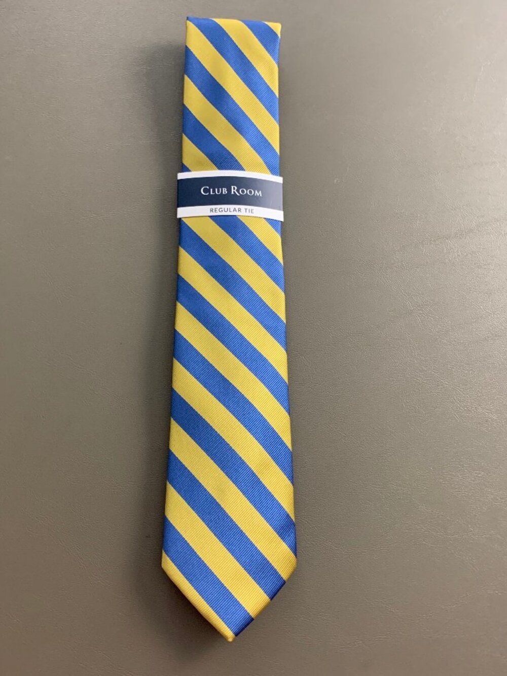 Club Room Men's 3'' 100% Polyester Neck Tie, Yellow Blue Drew Stripe, One Size